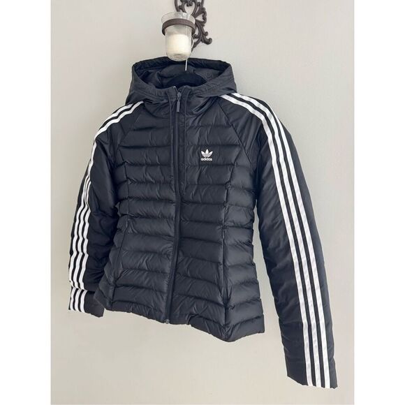 adidas Originals Three Stripe Slim Padded Puffer Jacket, Women’s Size Small, Bla - Picture 7 of 13